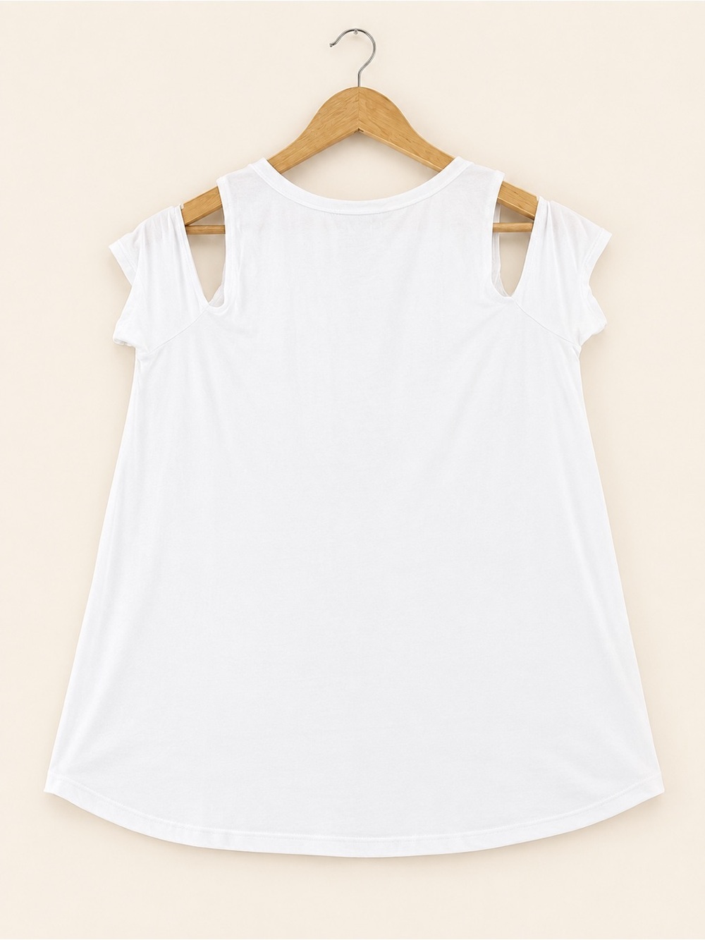 American Eagle Outfitters White Cold-Shoulder V-Neck Top, Medium - Picture 2 of 4